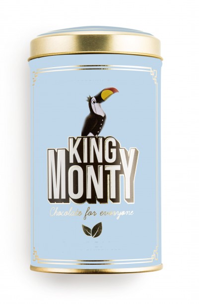 King Monty Classic Cacao Pop Rice - csokoládé pálcikák fém díszdobozban