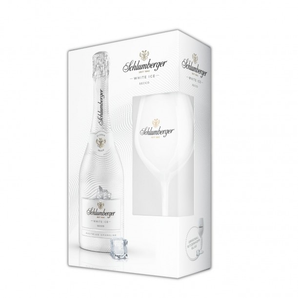 Schlumberger White Ice Secco 0,75l + pohár díszdoboz