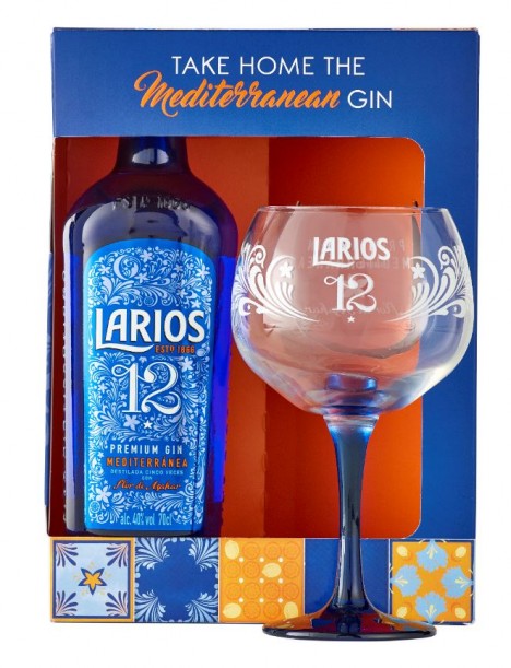Larios 12 gin 0,7l díszdoboz ajándék pohárral