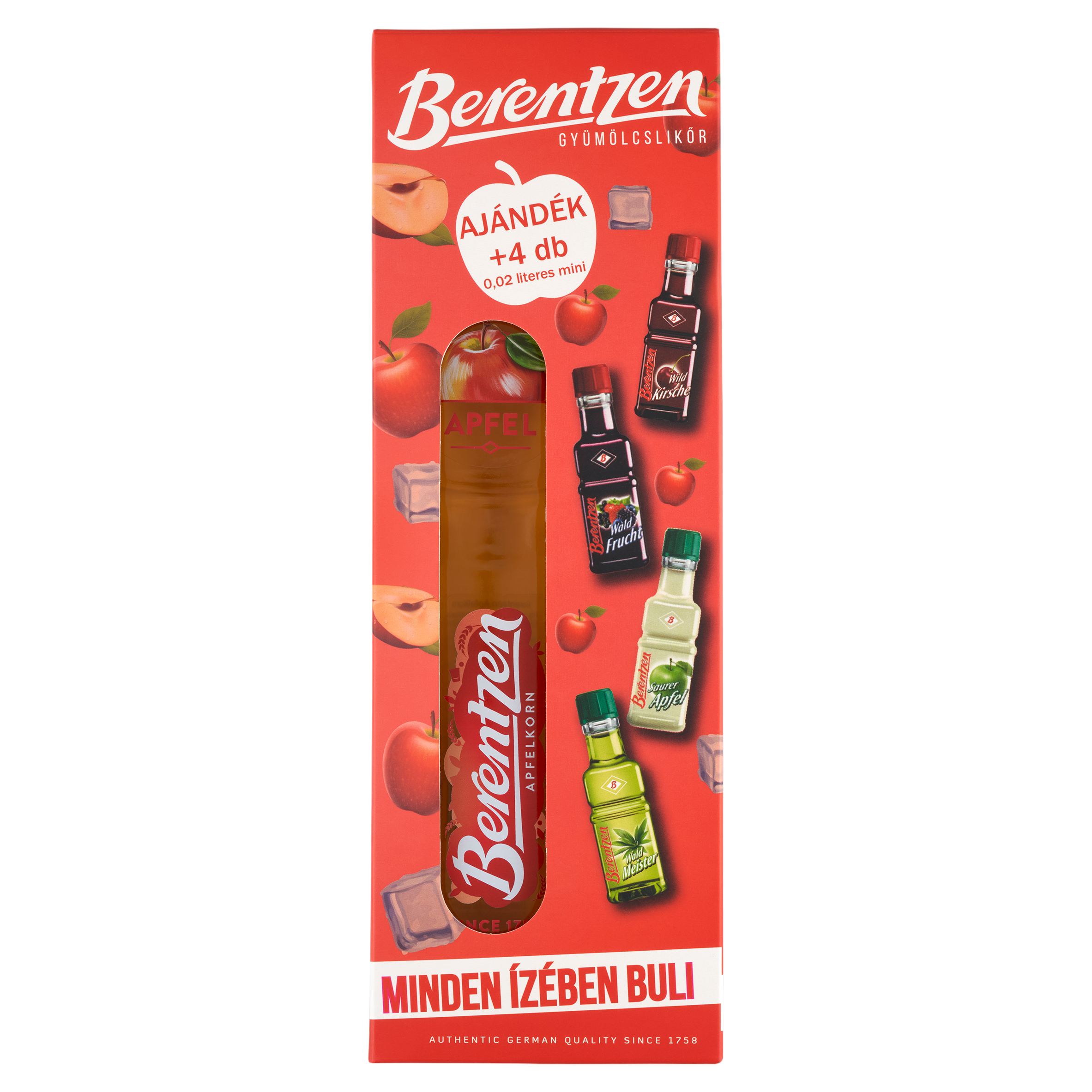 Berentzen Apfel 0.5 l+(4x0.02l mini) Díszdobozban (0.58l) 14.5%