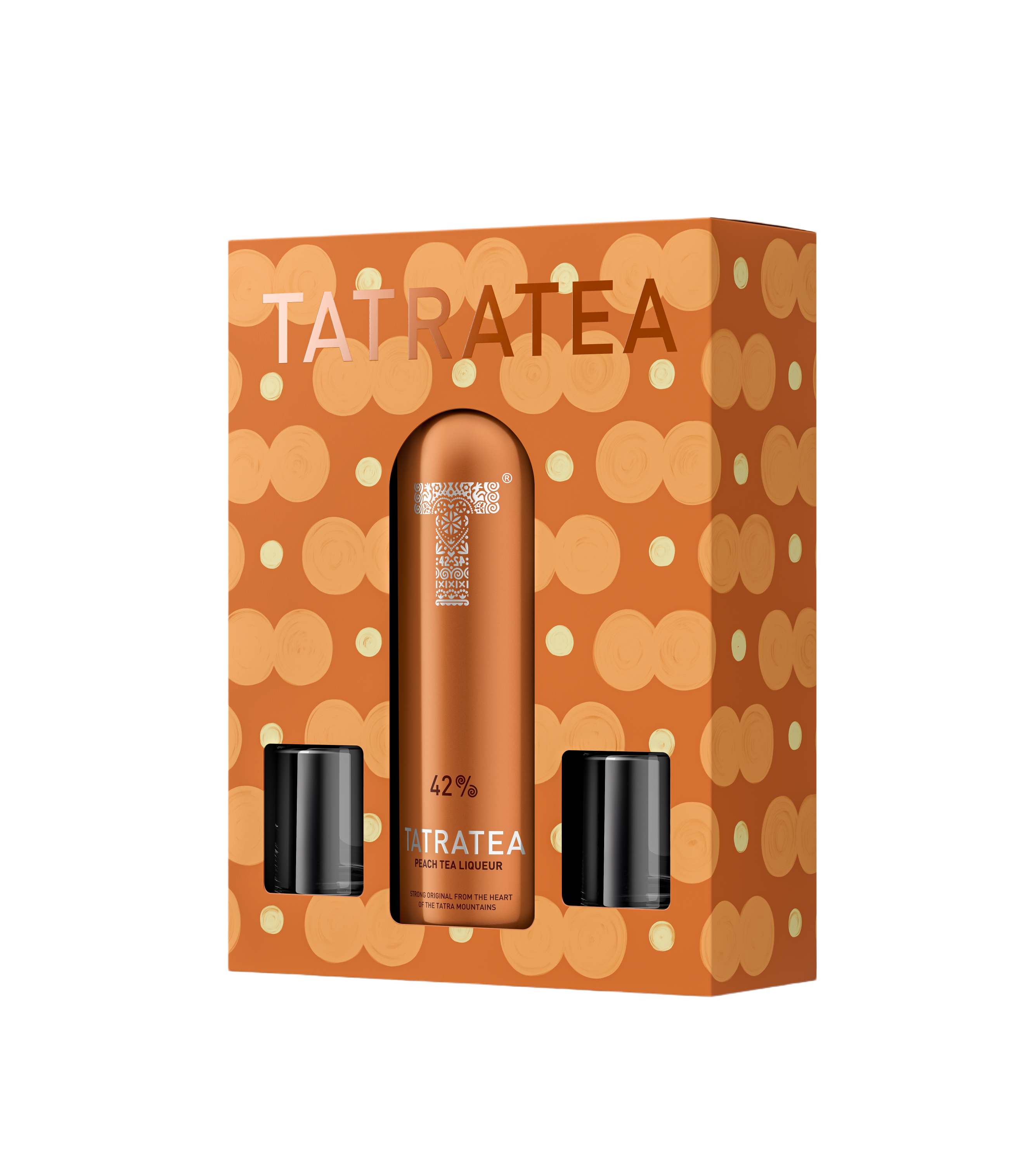 TATRATEA 42% Őszibarackos Tea Likőr (0.7l) + 2 pohár (ÚJ)